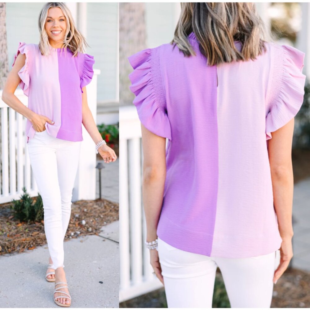 Jodifl Color block ruffle sleeve top size M